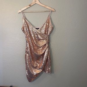 Sequin ruched mini dress